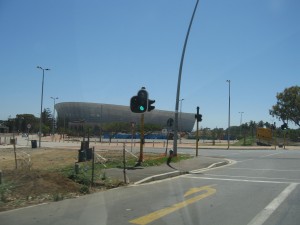 Het nieuwe 2010 stadion in Kaapstad - alle lichten op groen